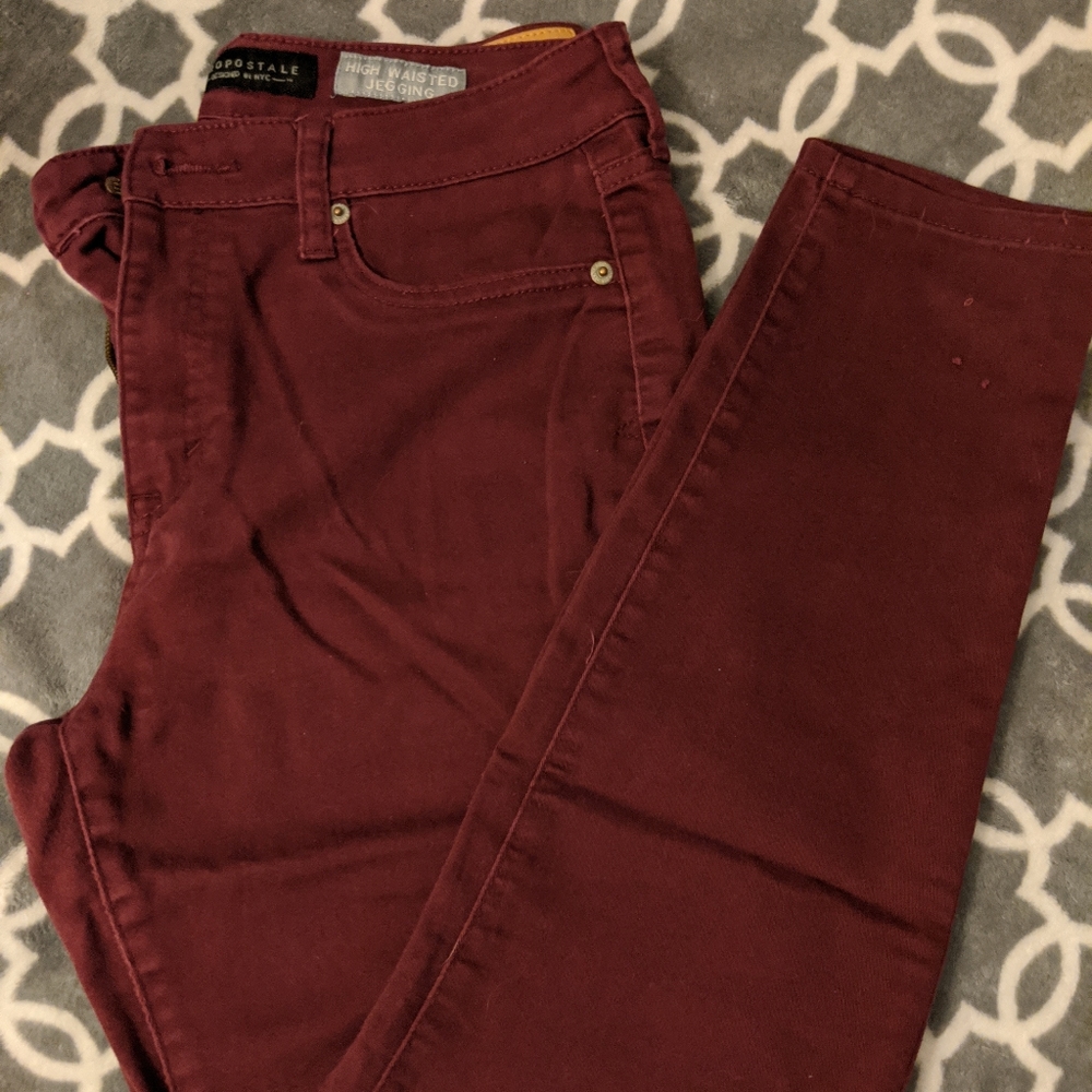 Burgundy High Waisted Jeggings